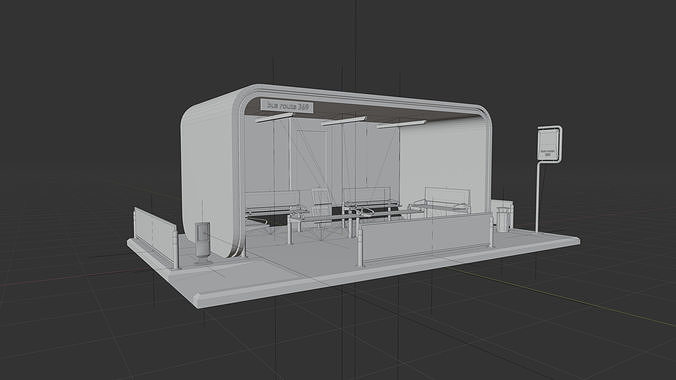 Bus stop 1 3D model 4