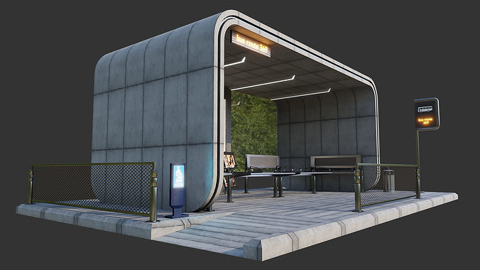 Bus stop 1 3D model 7