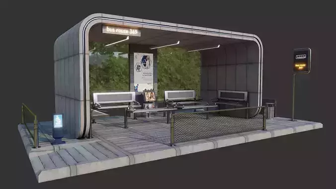 Bus stop 1 3D model