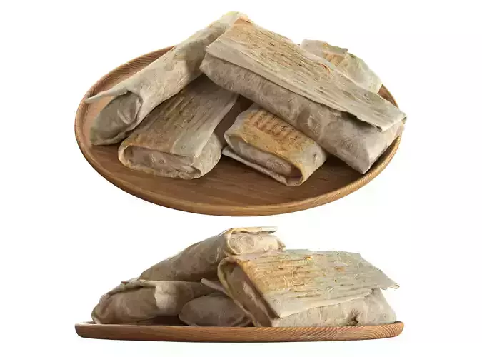 Shawarma on a plate 3D model