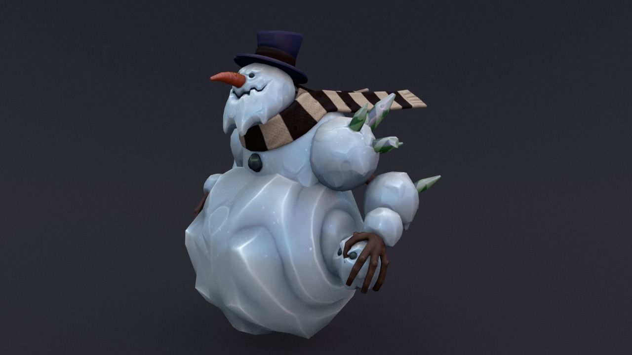 snowman Low-poly 3D model_1