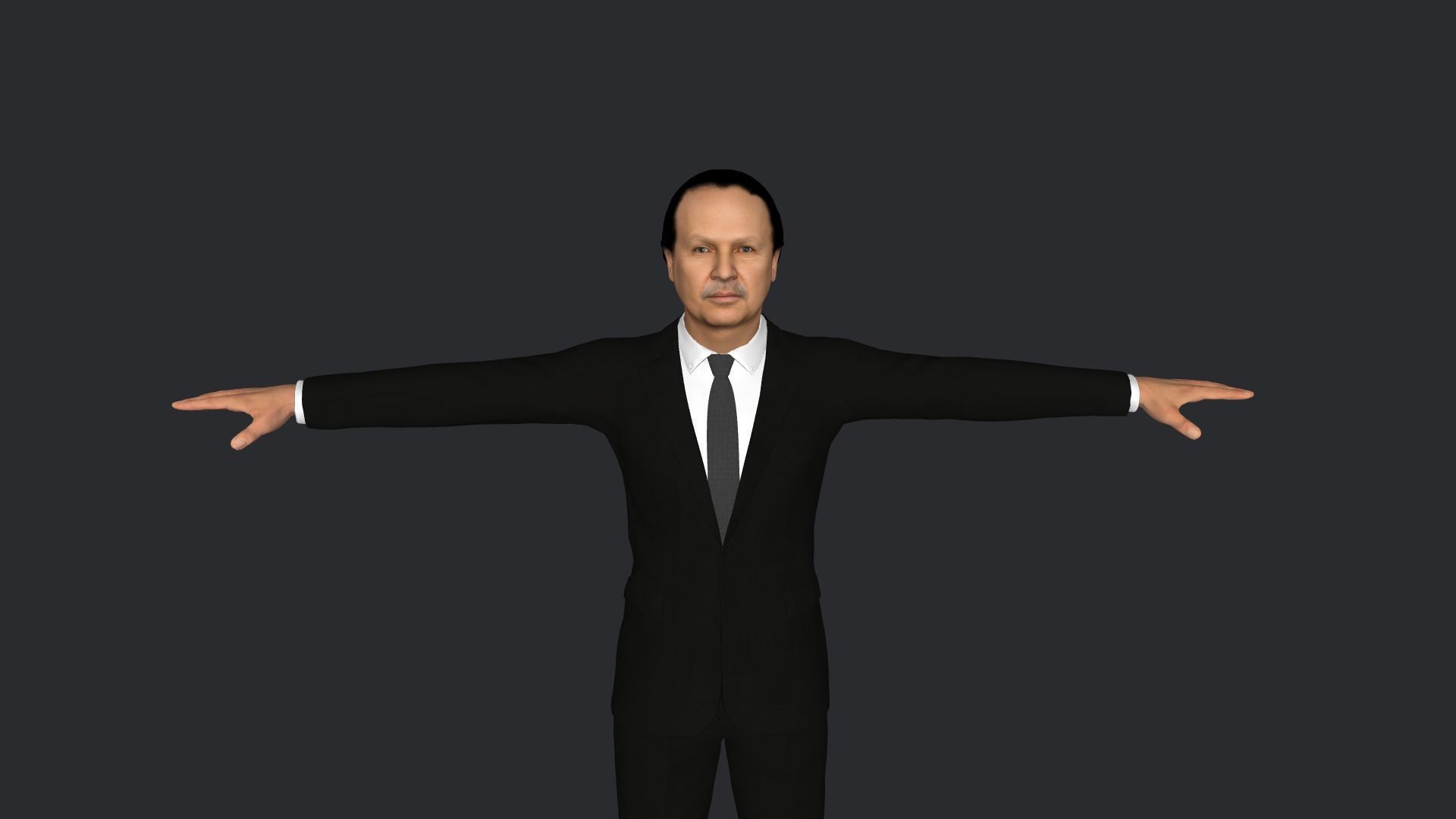 Abdelaziz Bouteflika  Hyper Realistic Full Body Rigged Character 3D model_1