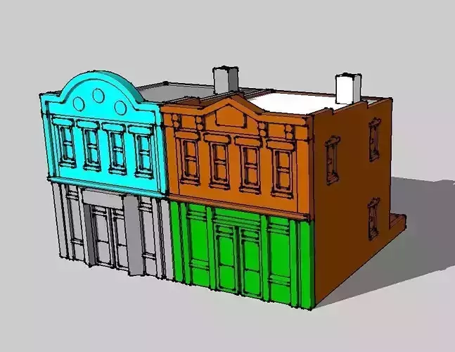Shop Store Building 2pcs by Outland Models 3D Printable