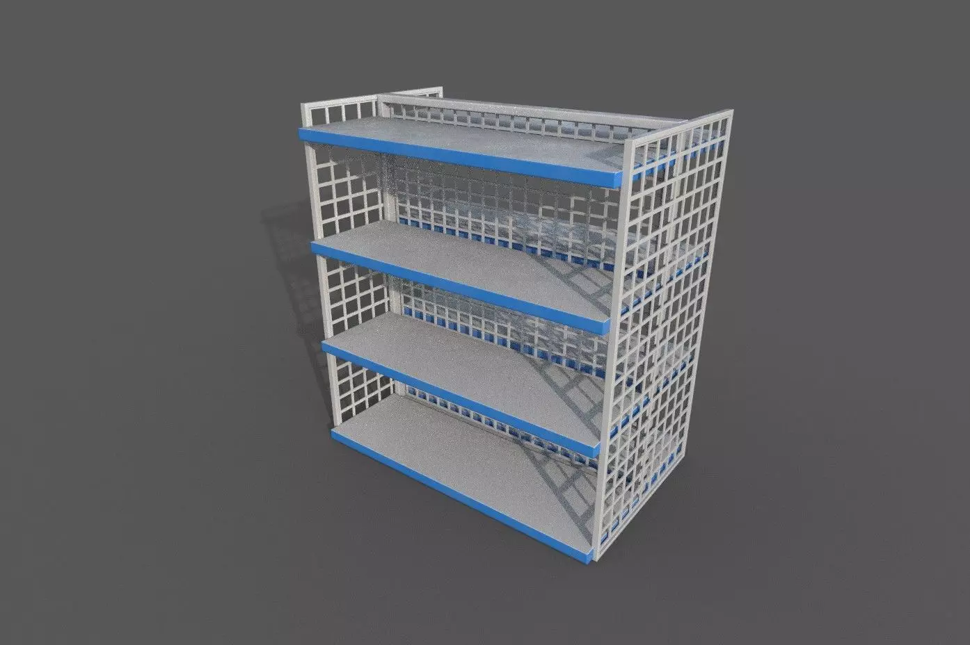 Shop market double rack shelf Low-poly 3D model