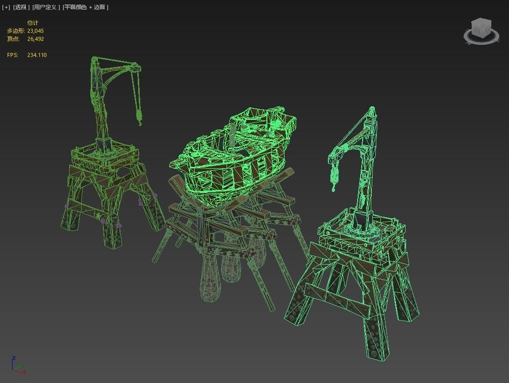 Game Boat - Building Pier Low-poly 3D model_6