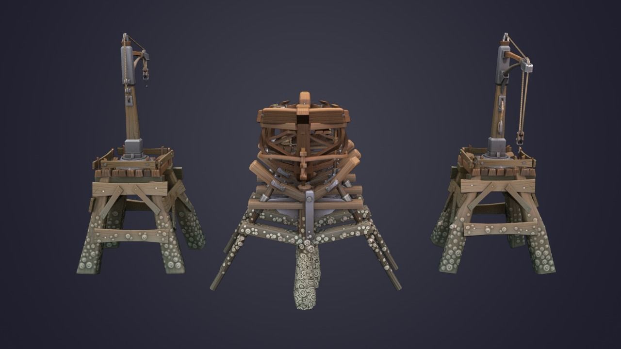 Game Boat - Building Pier Low-poly 3D model_2