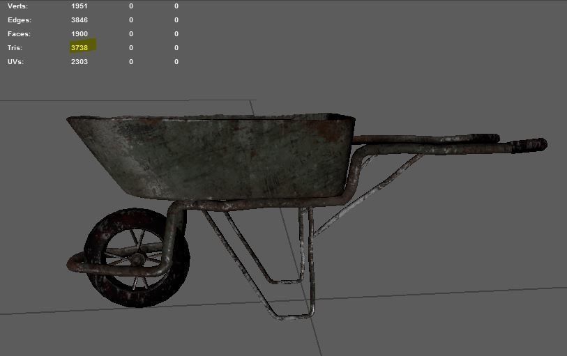 Aging coal trolley Low-poly 3D model_6
