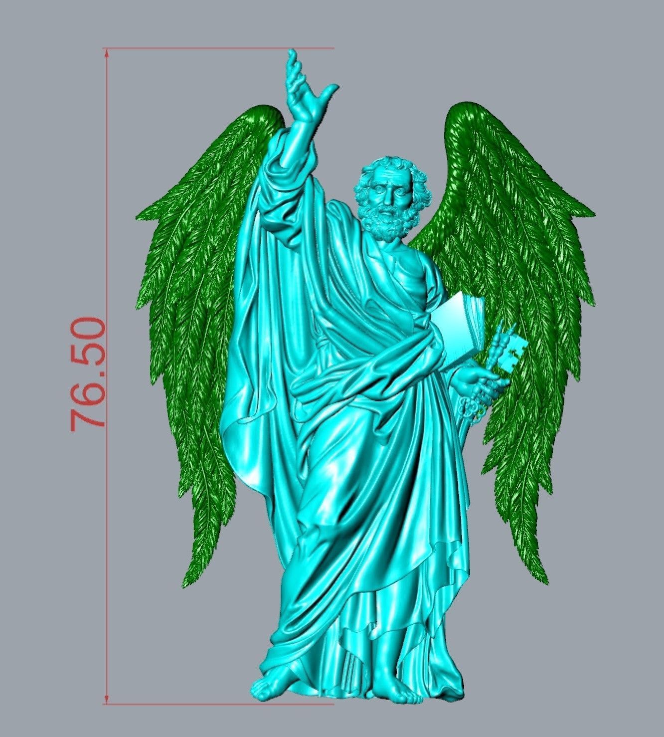 Saint Peter with wings Relief 3D print model_3