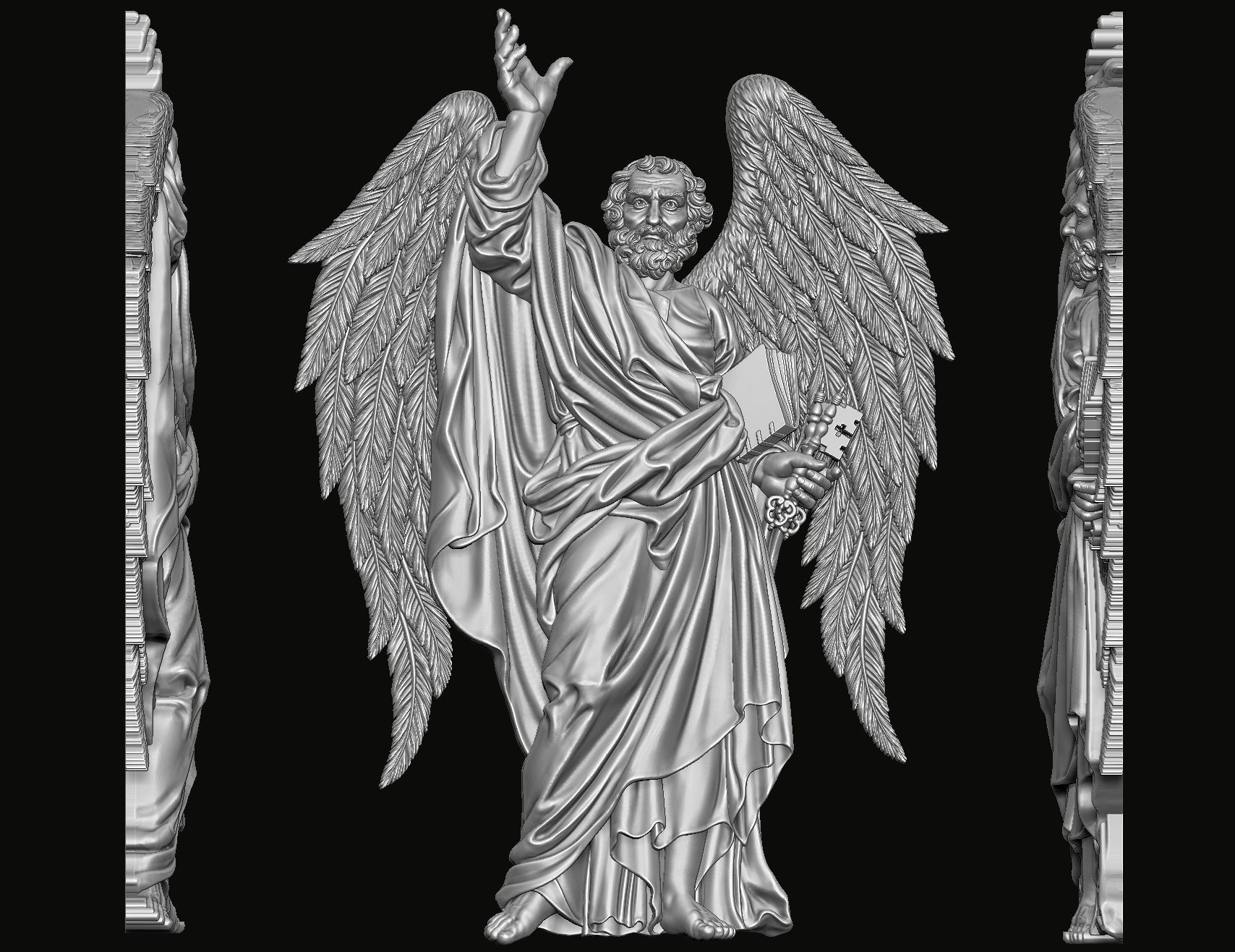 Saint Peter with wings Relief 3D print model_2