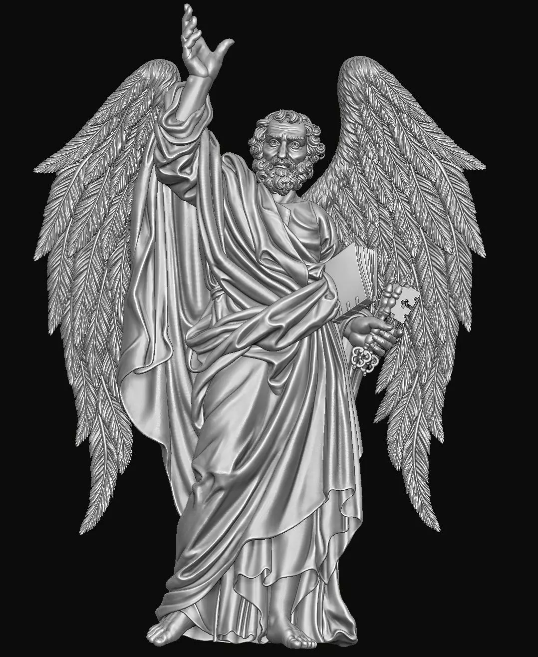 Saint Peter with wings Relief 3D print model_0