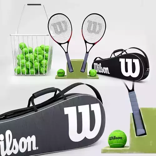 Gym Equipment Tennis Court Low-poly 3D model