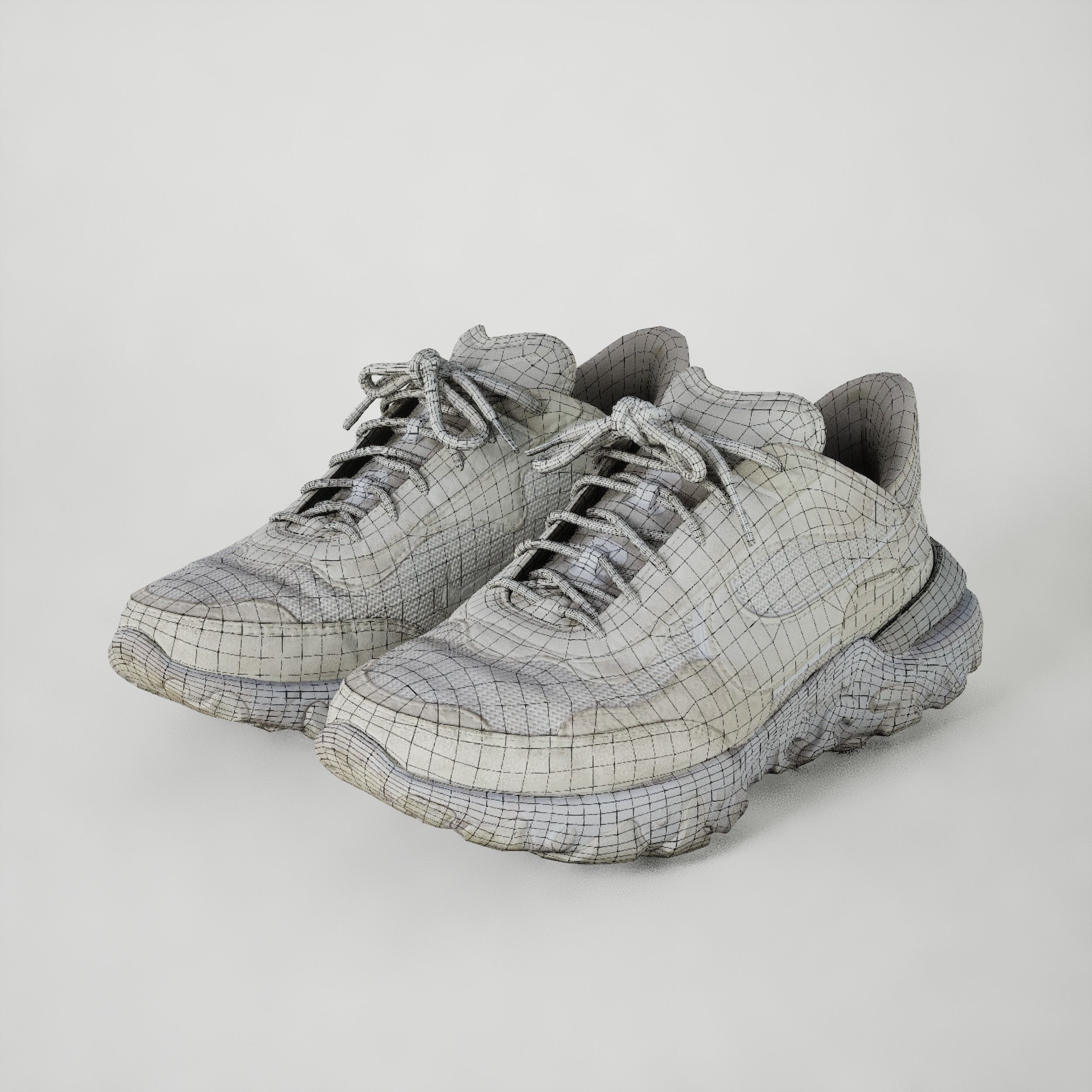 Game-Ready Dirty Running Shoes Low-poly 3D model_7