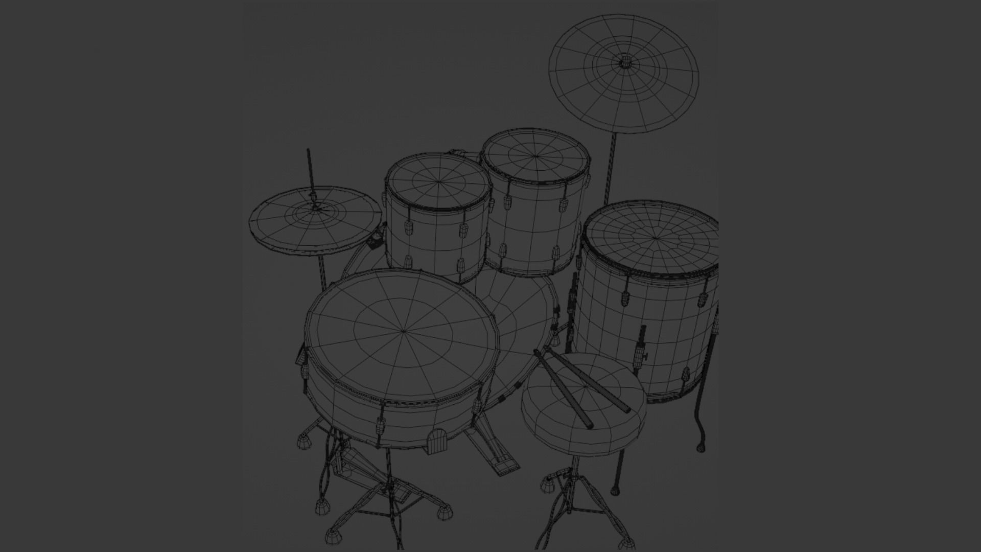 3D DRUM SET LOW POLY - PBR Low-poly 3D model_15