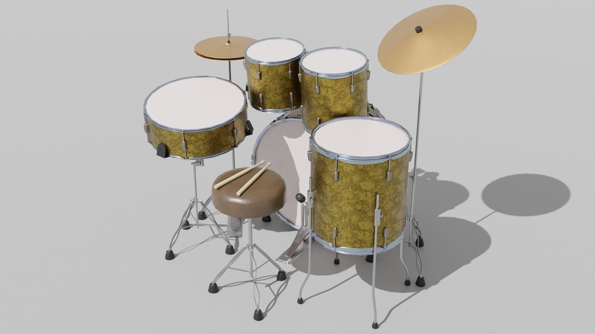 3D DRUM SET LOW POLY - PBR Low-poly 3D model_13