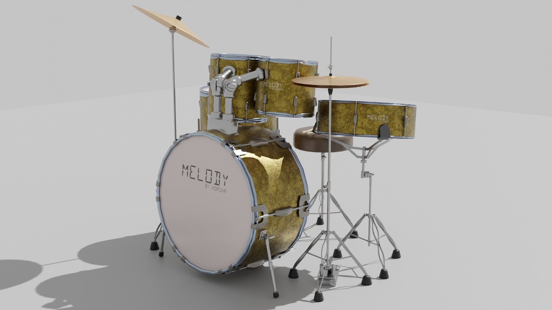 3D DRUM SET LOW POLY - PBR Low-poly 3D model_18