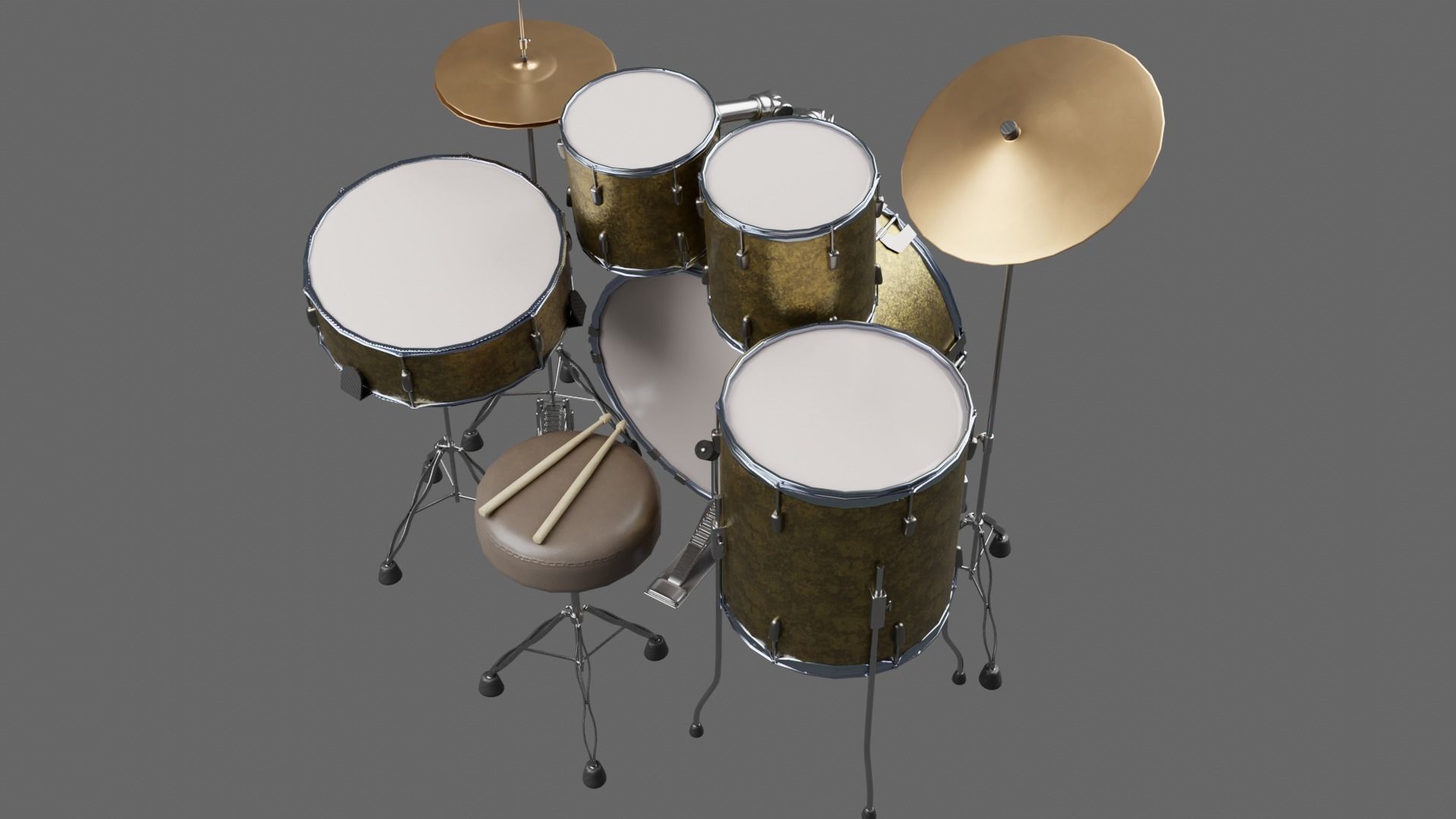 3D DRUM SET LOW POLY - PBR Low-poly 3D model_5