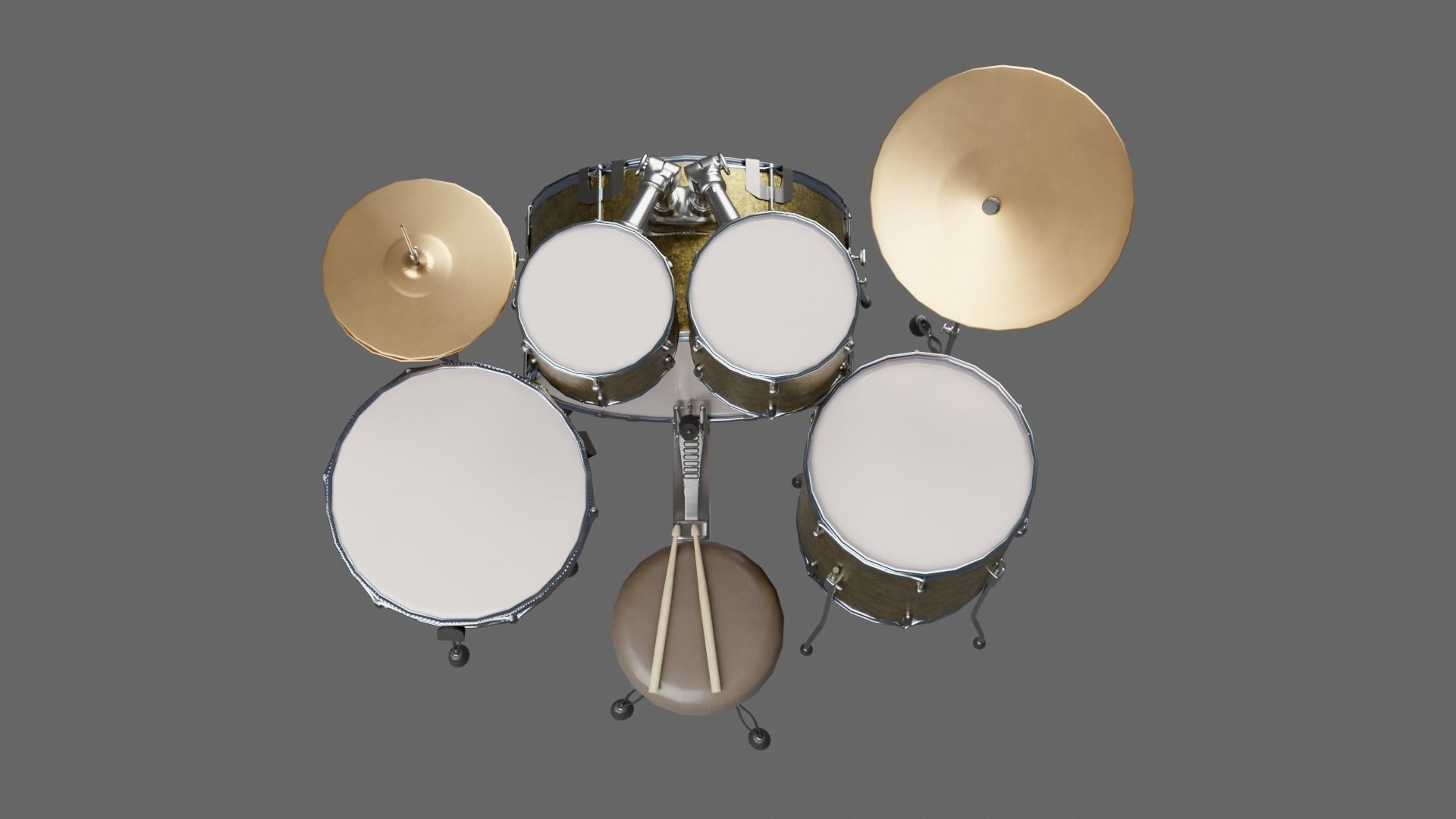 3D DRUM SET LOW POLY - PBR Low-poly 3D model_10