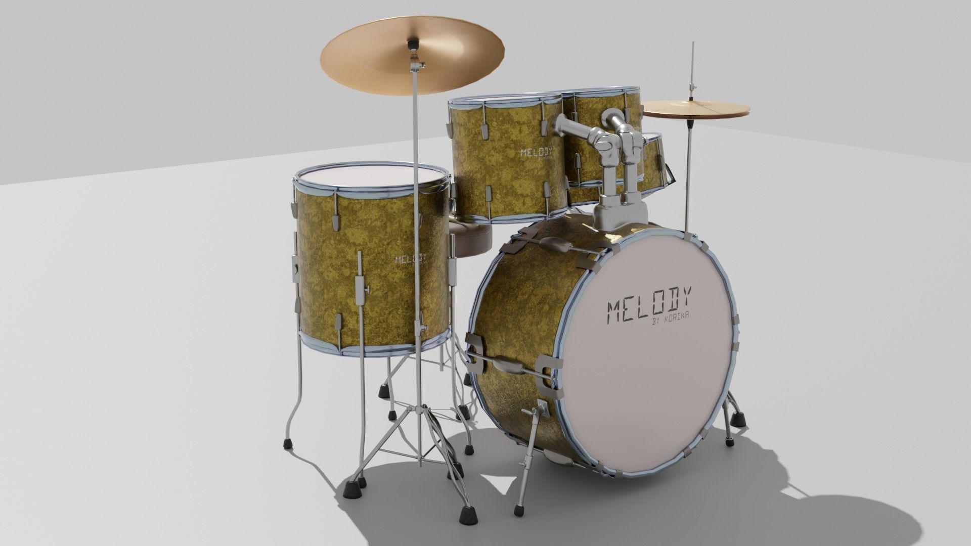 3D DRUM SET LOW POLY - PBR Low-poly 3D model_20