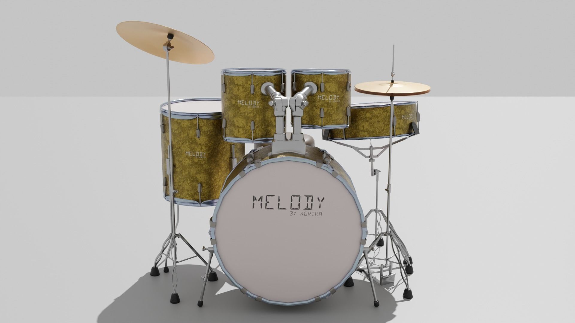 3D DRUM SET LOW POLY - PBR Low-poly 3D model_19