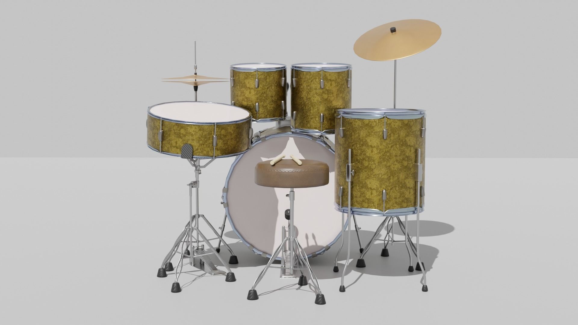 3D DRUM SET LOW POLY - PBR Low-poly 3D model_16