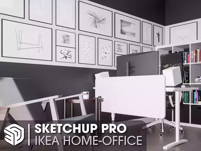 Workspace Office Room - IKEA Furnitures - SkecthUp Model