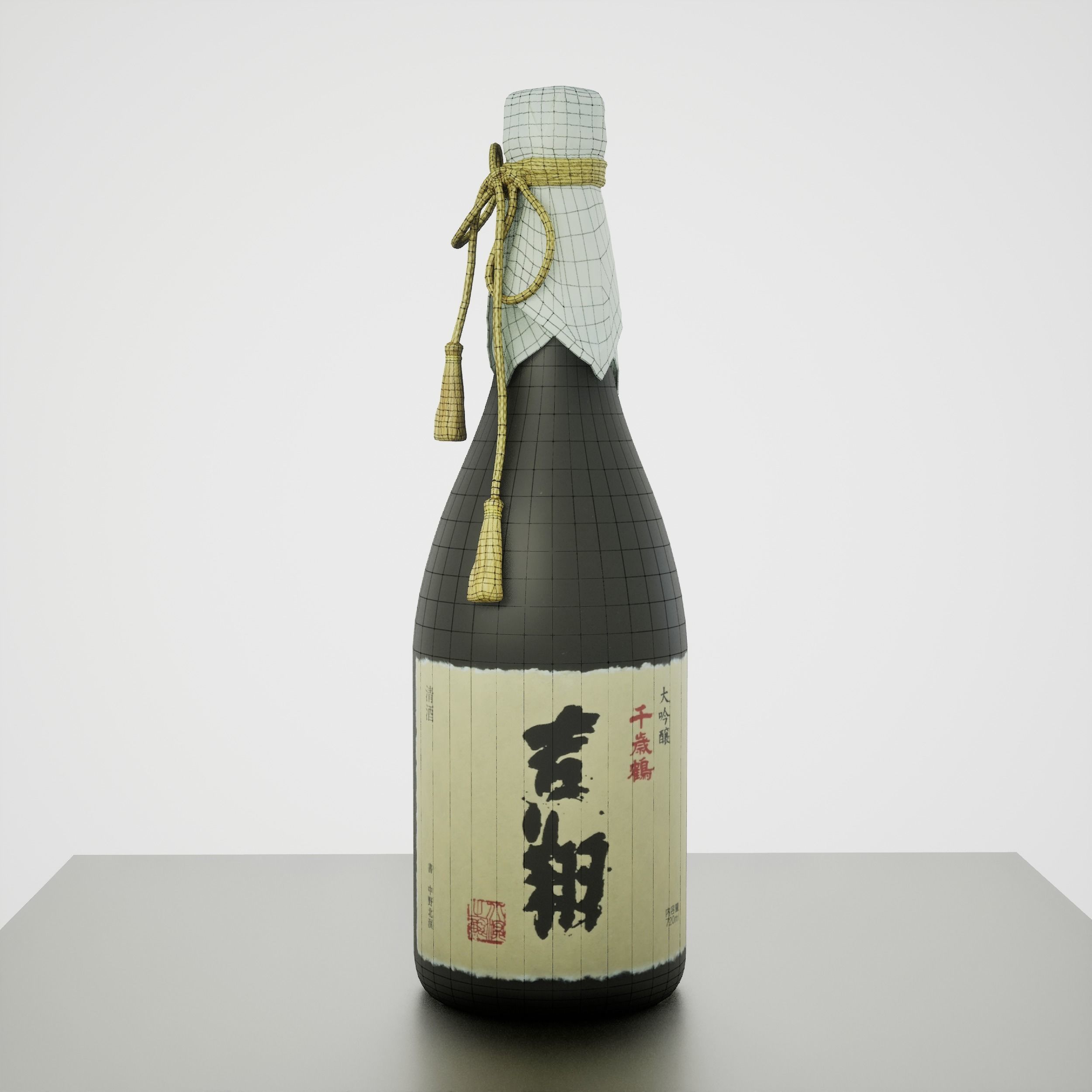 Game-Ready Sake Bottle 2 Low-poly 3D model_5