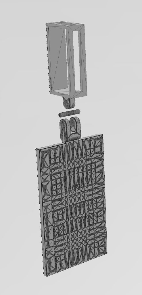 Iced Diamond rectangular memory pendant with bail 3D print model_16