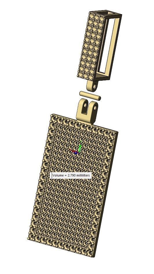 Iced Diamond rectangular memory pendant with bail 3D print model_14