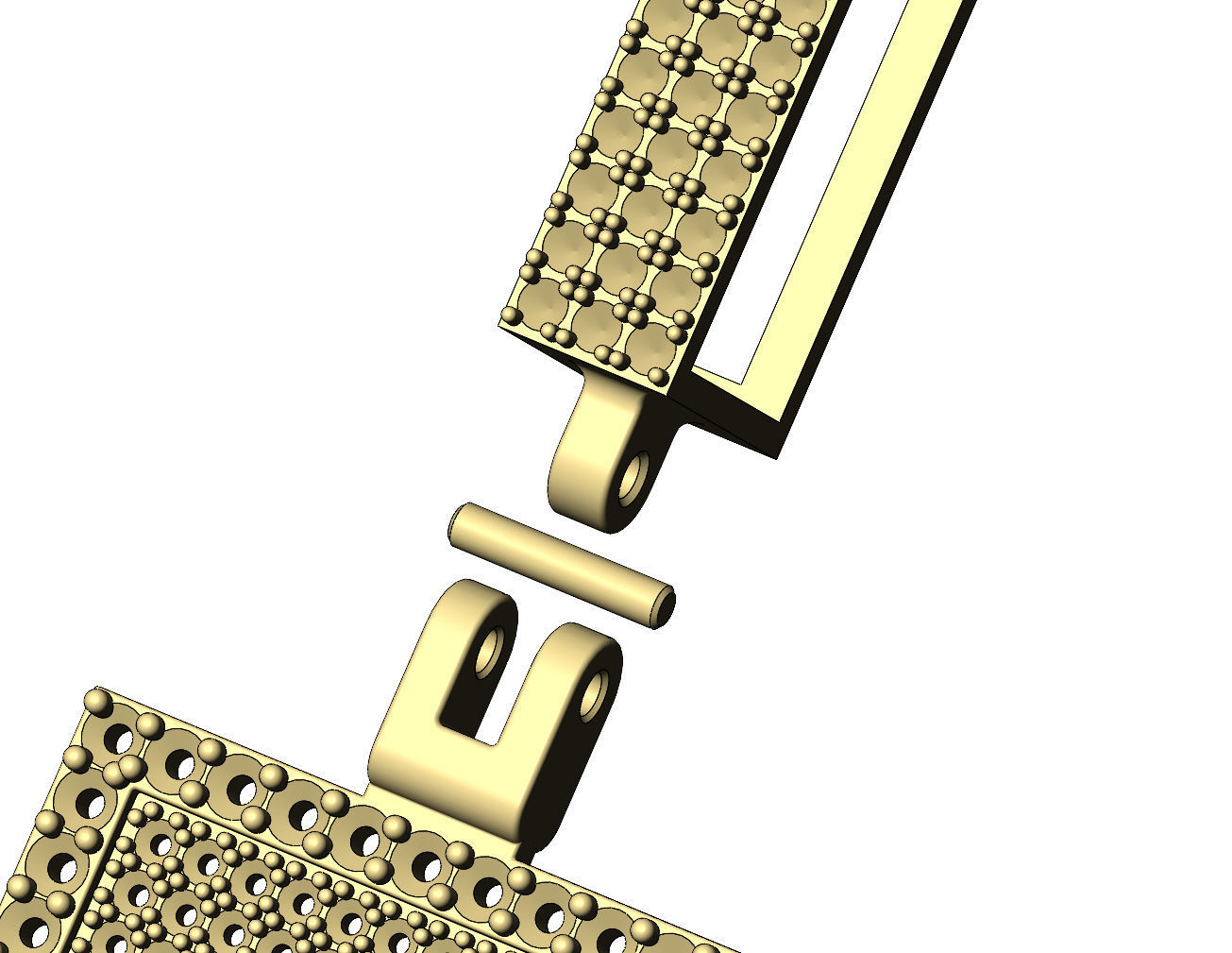 Iced Diamond rectangular memory pendant with bail 3D print model_8