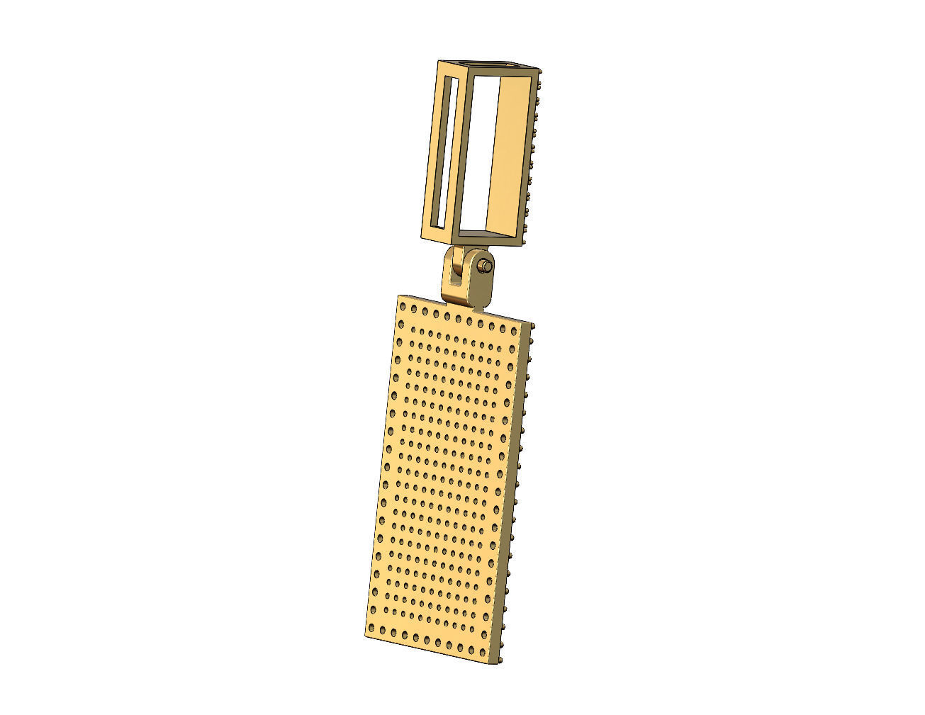 Iced Diamond rectangular memory pendant with bail 3D print model_5
