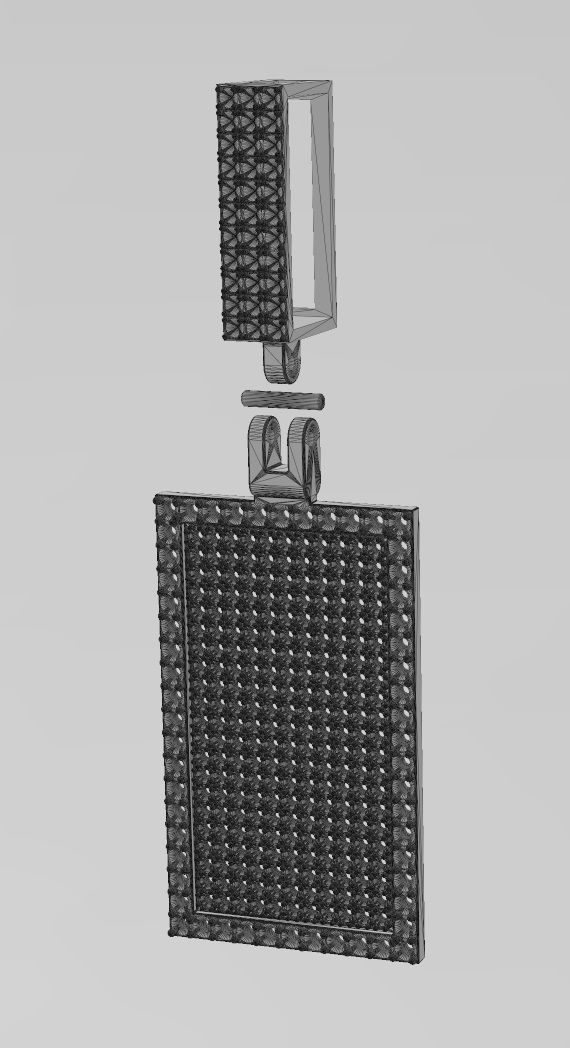 Iced Diamond rectangular memory pendant with bail 3D print model_15