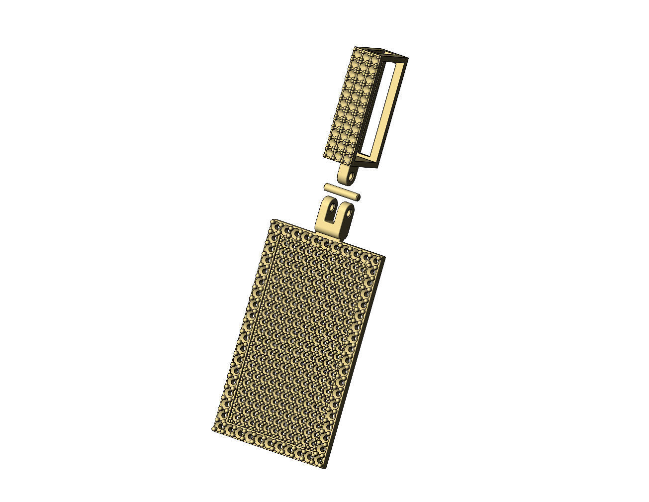 Iced Diamond rectangular memory pendant with bail 3D print model_6