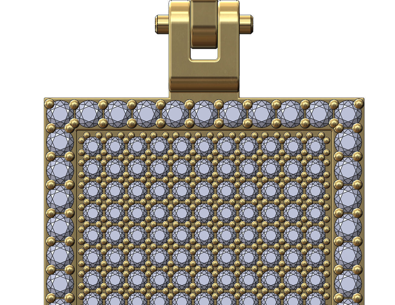 Iced Diamond rectangular memory pendant with bail 3D print model_3
