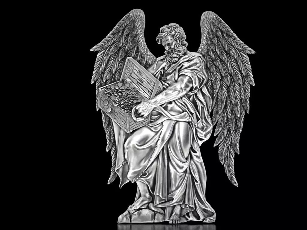 Saint Matthew with wings Relief 3D print model_0