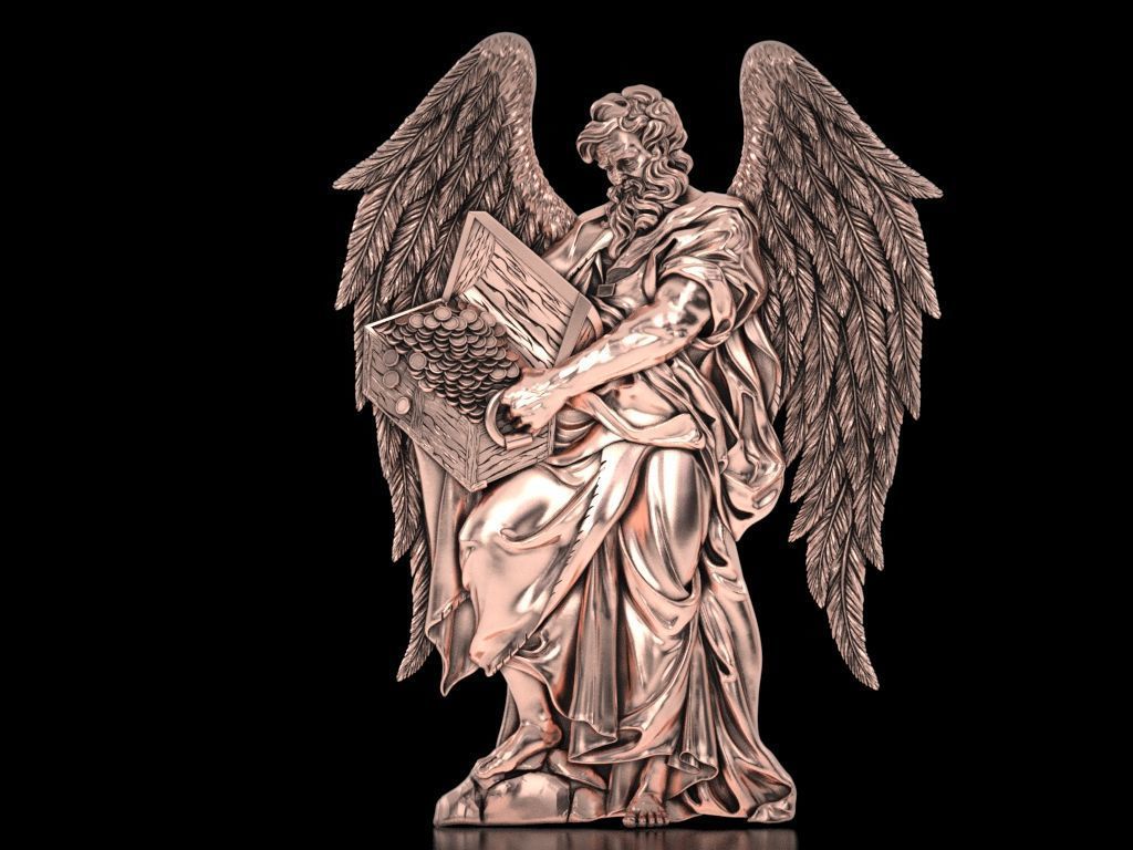 Saint Matthew with wings Relief 3D print model_2