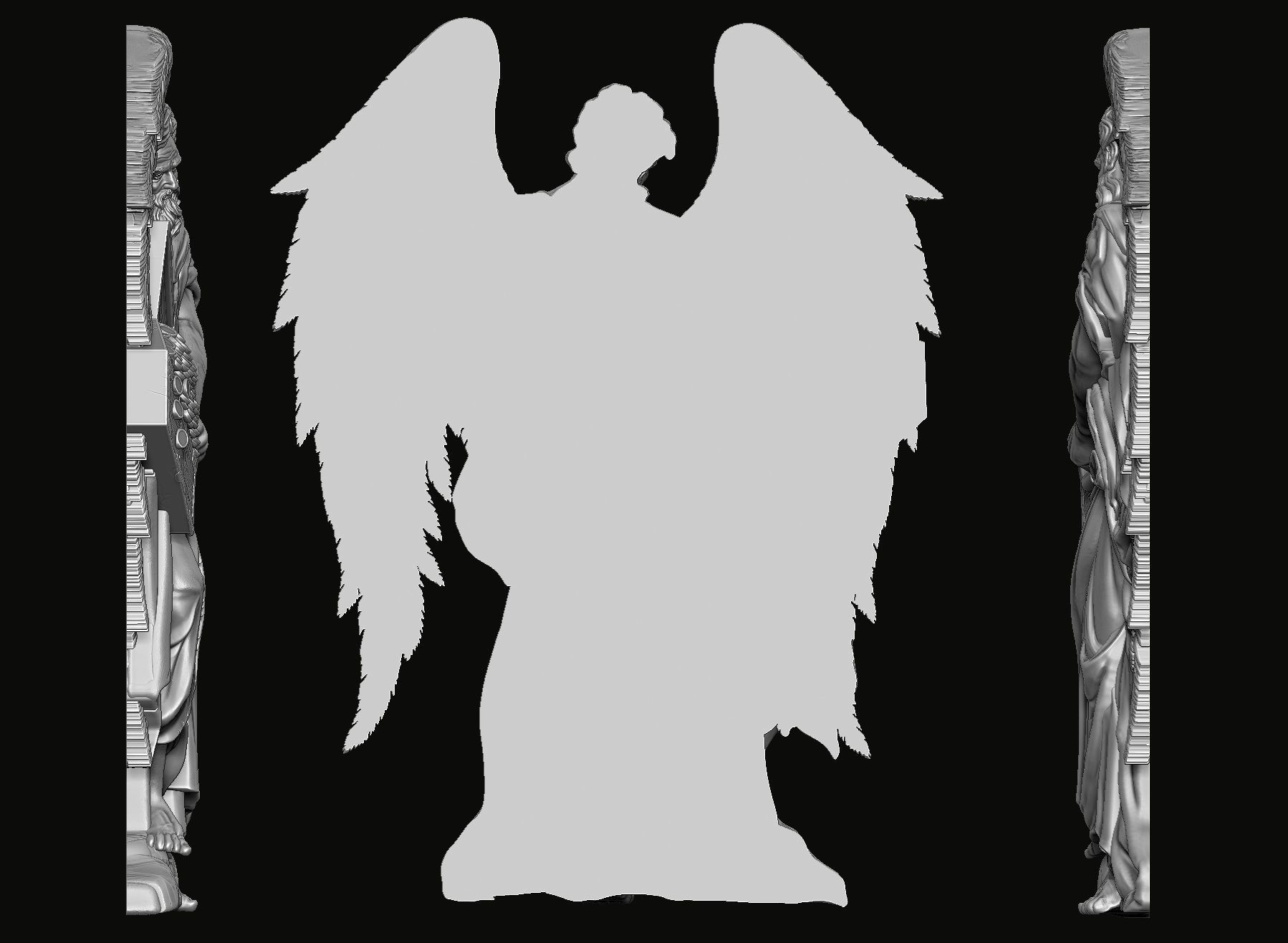 Saint Matthew with wings Relief 3D print model_4