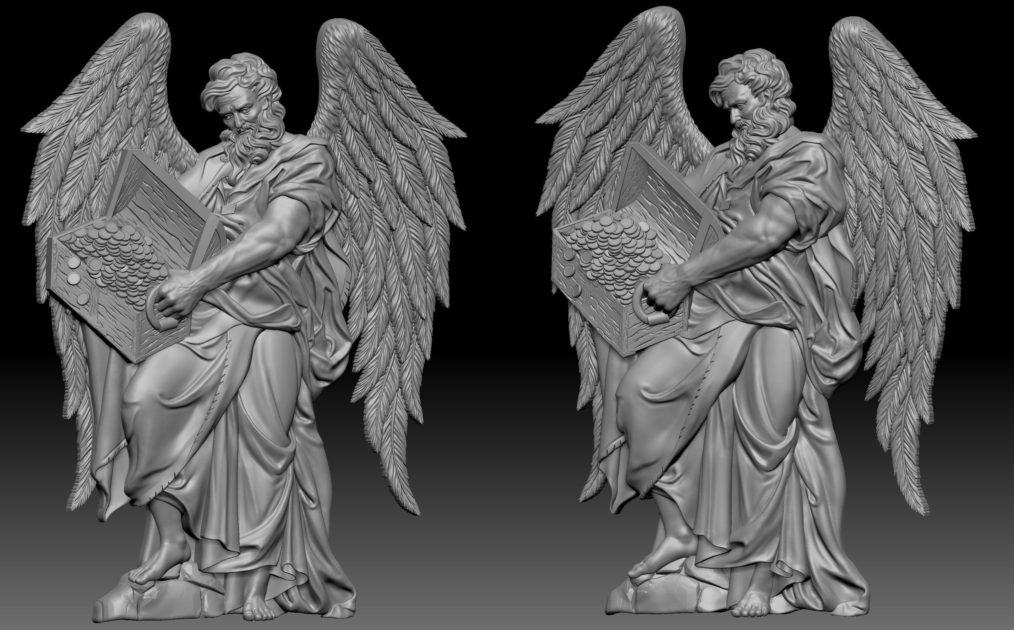 Saint Matthew with wings Relief 3D print model_5