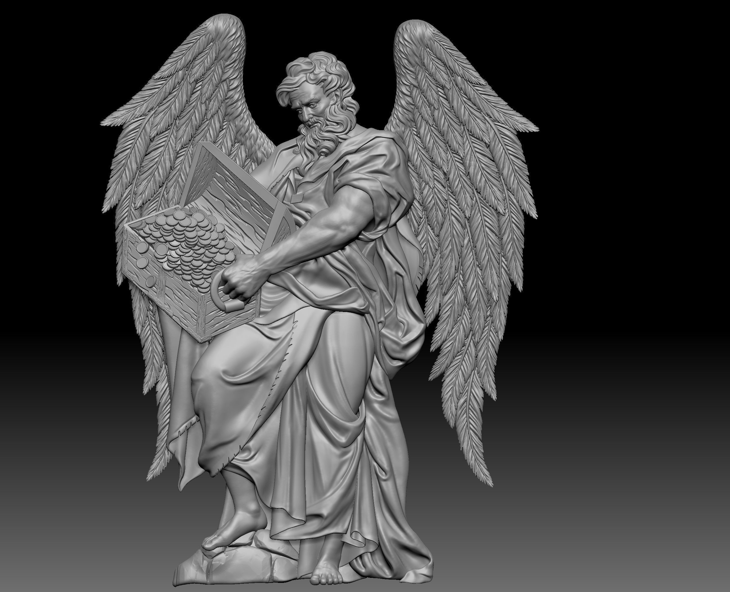 Saint Matthew with wings Relief 3D print model_3