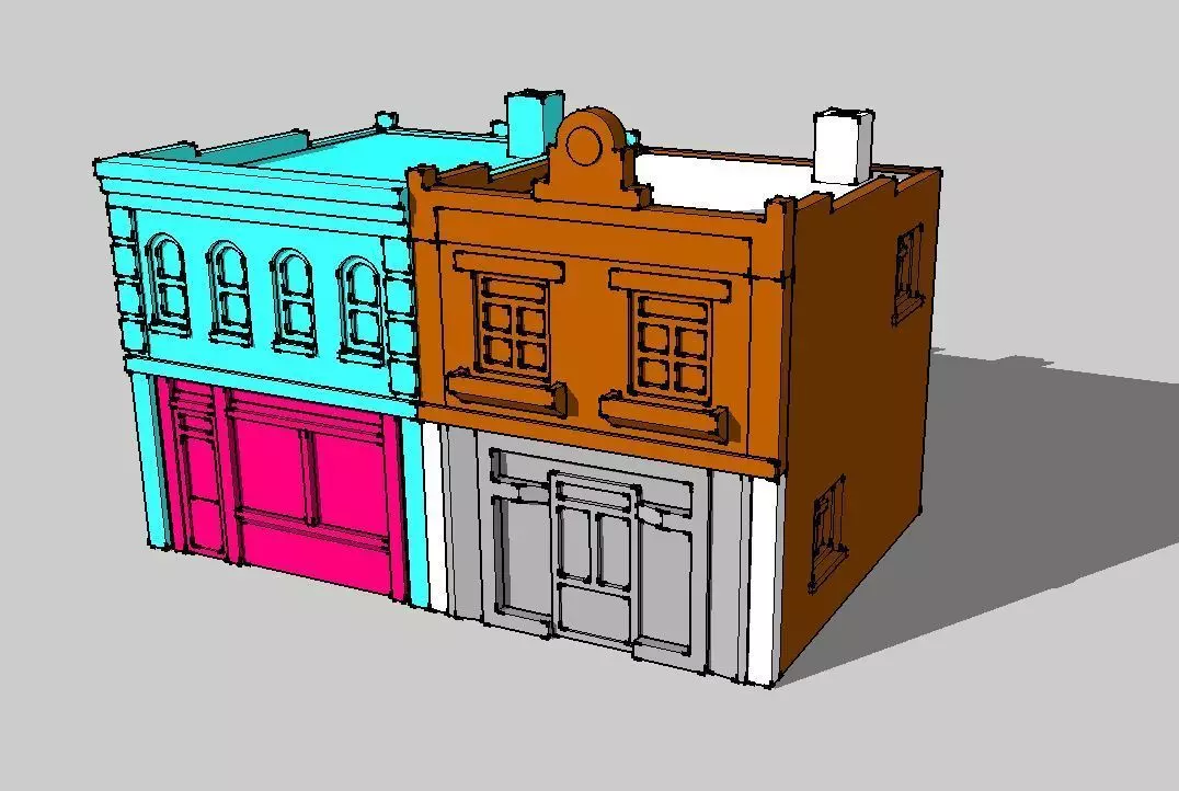 Shop Store Building 2pcs by Outland Models 3D Printable 3D print model