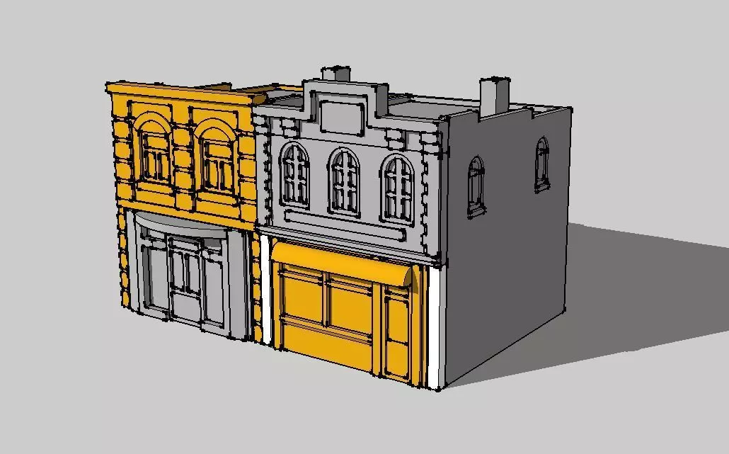 Shop Store Building 2pcs by Outland Models 3D Printable 3D print model