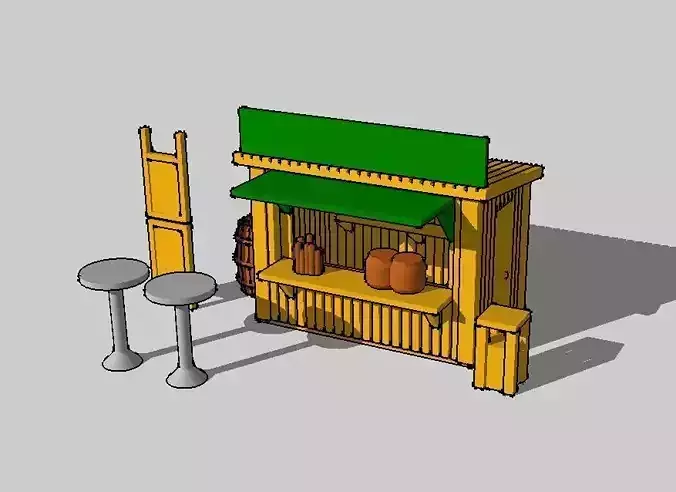 City Market Food and Drink Stand by Outland Models 3D Printable