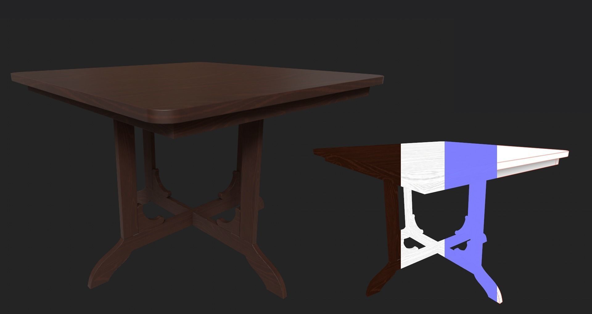 Set of 8 dining table set with chair Low-poly 3D model_55