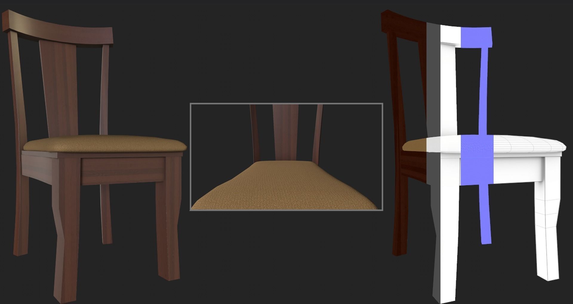 Set of 8 dining table set with chair Low-poly 3D model_18