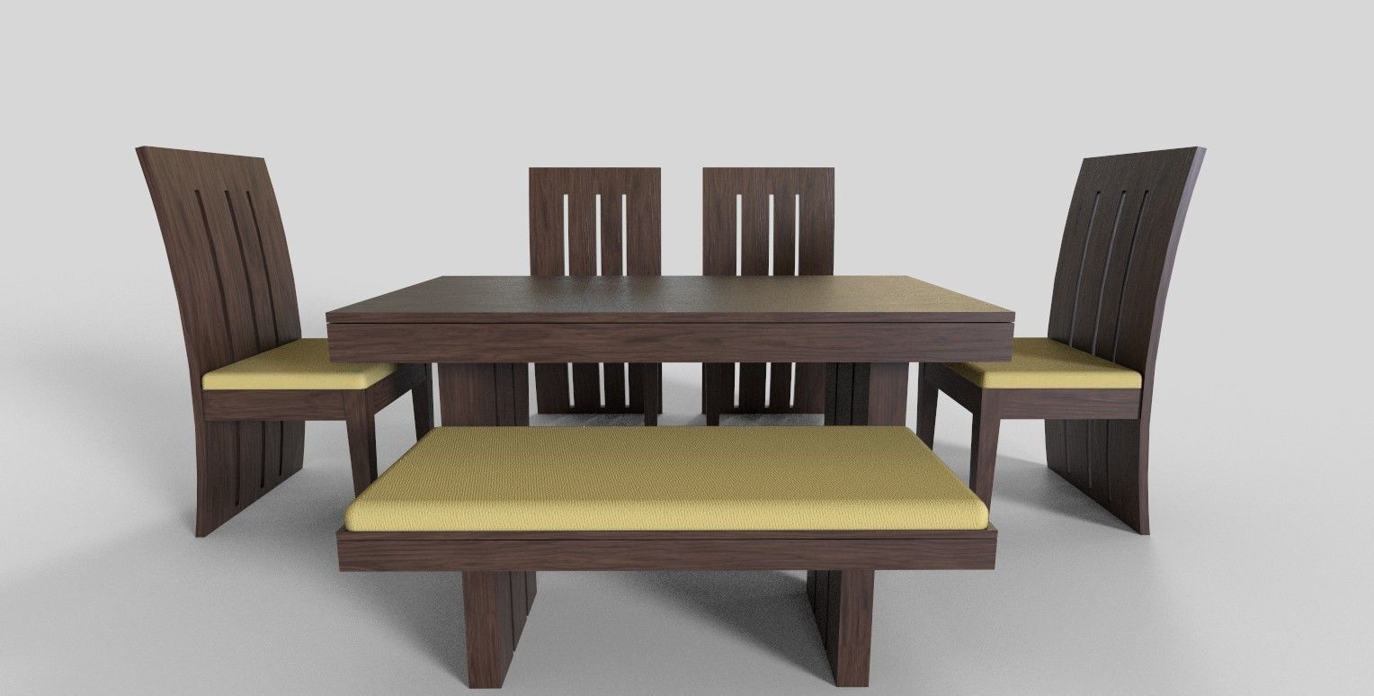Set of 8 dining table set with chair Low-poly 3D model_20