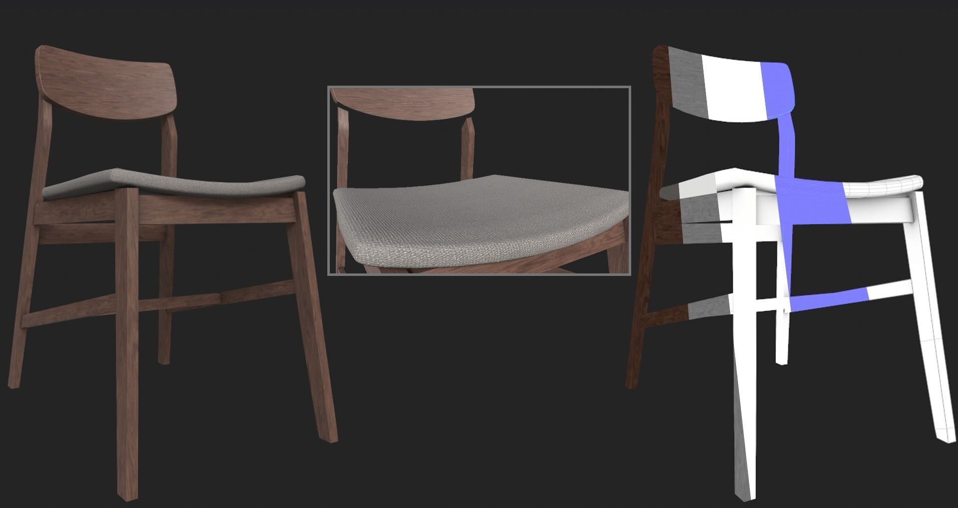 Set of 8 dining table set with chair Low-poly 3D model_29