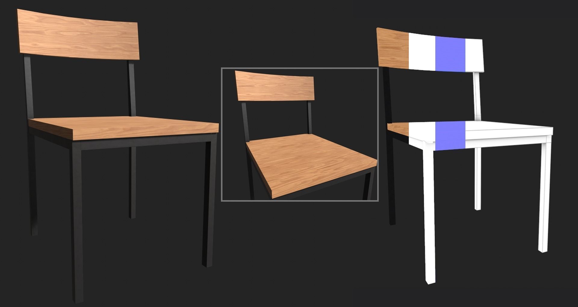 Set of 8 dining table set with chair Low-poly 3D model_36