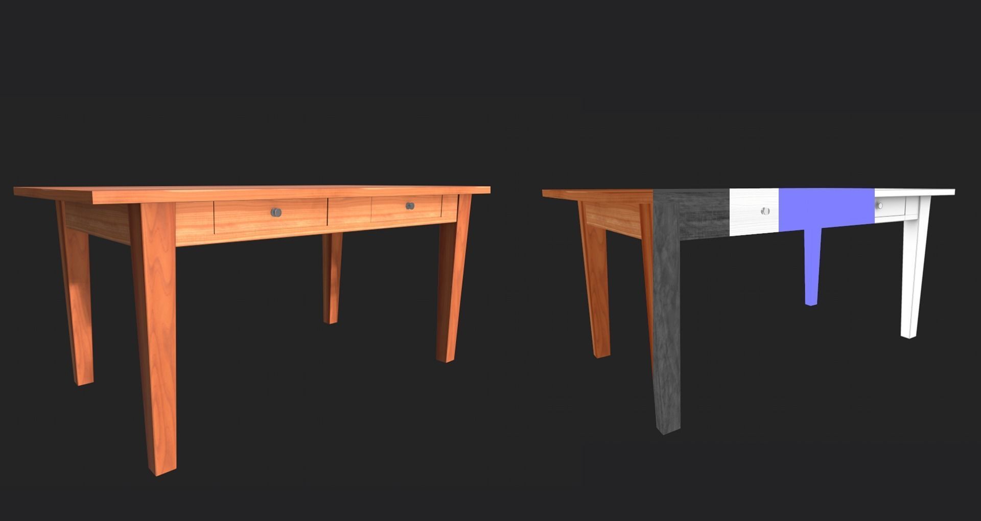 Set of 8 dining table set with chair Low-poly 3D model_44