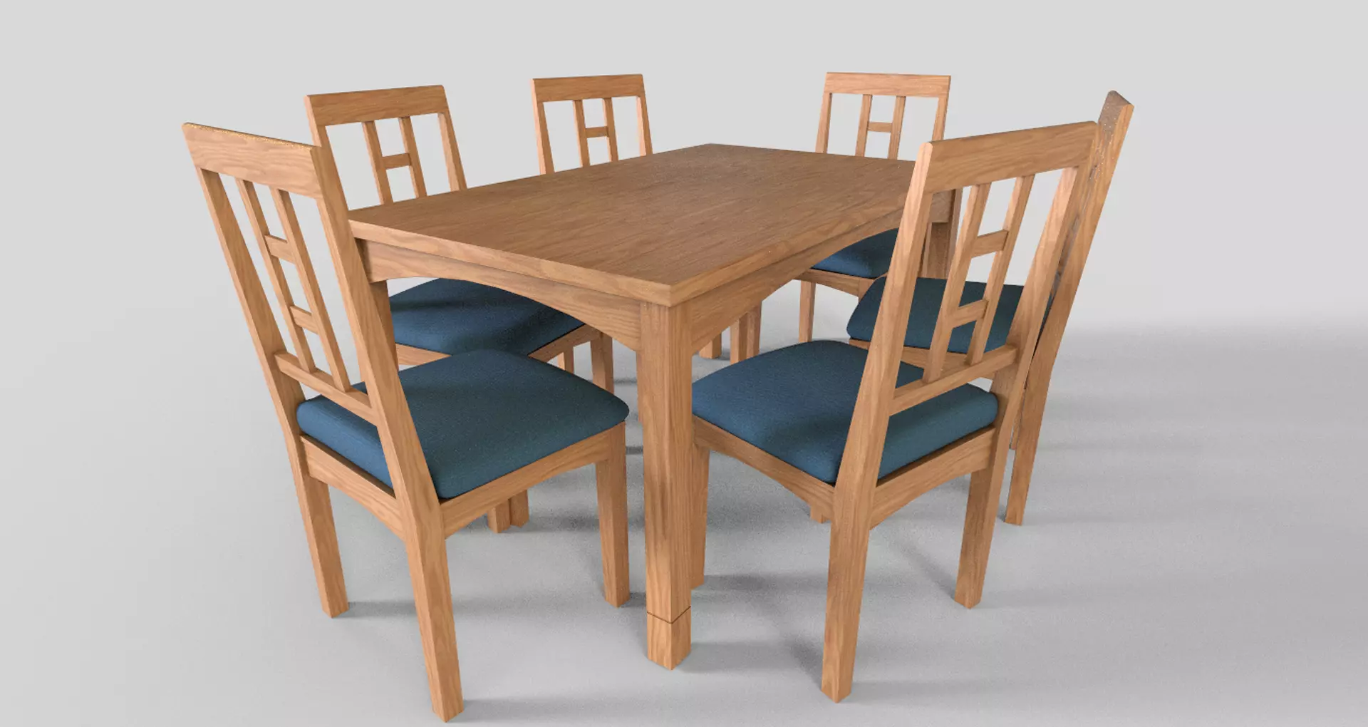Set of 8 dining table set with chair Low-poly 3D model_0