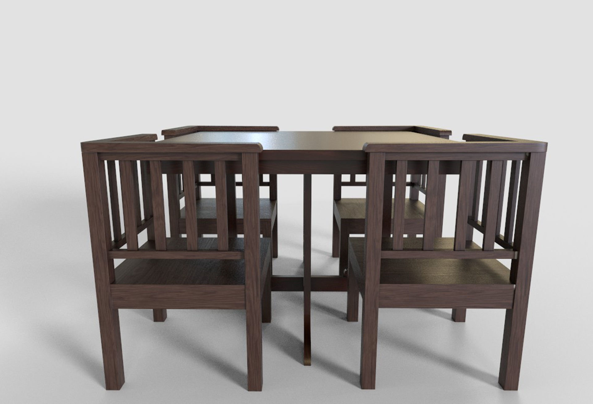 Set of 8 dining table set with chair Low-poly 3D model_10