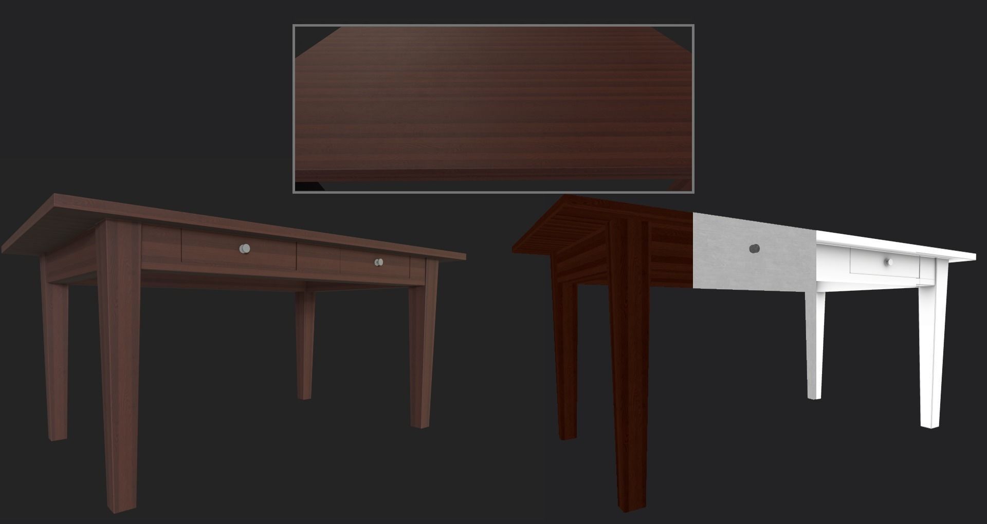 Set of 8 dining table set with chair Low-poly 3D model_21